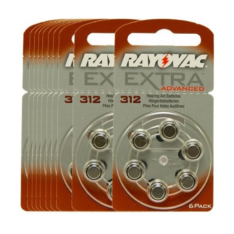 Piles pour appareils auditifs Rayovac HA312 PR41 312 (x6) batterie pile  bouton